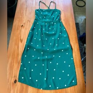 Abercrombie & Fitch Teal Polka Dot Midi Dress